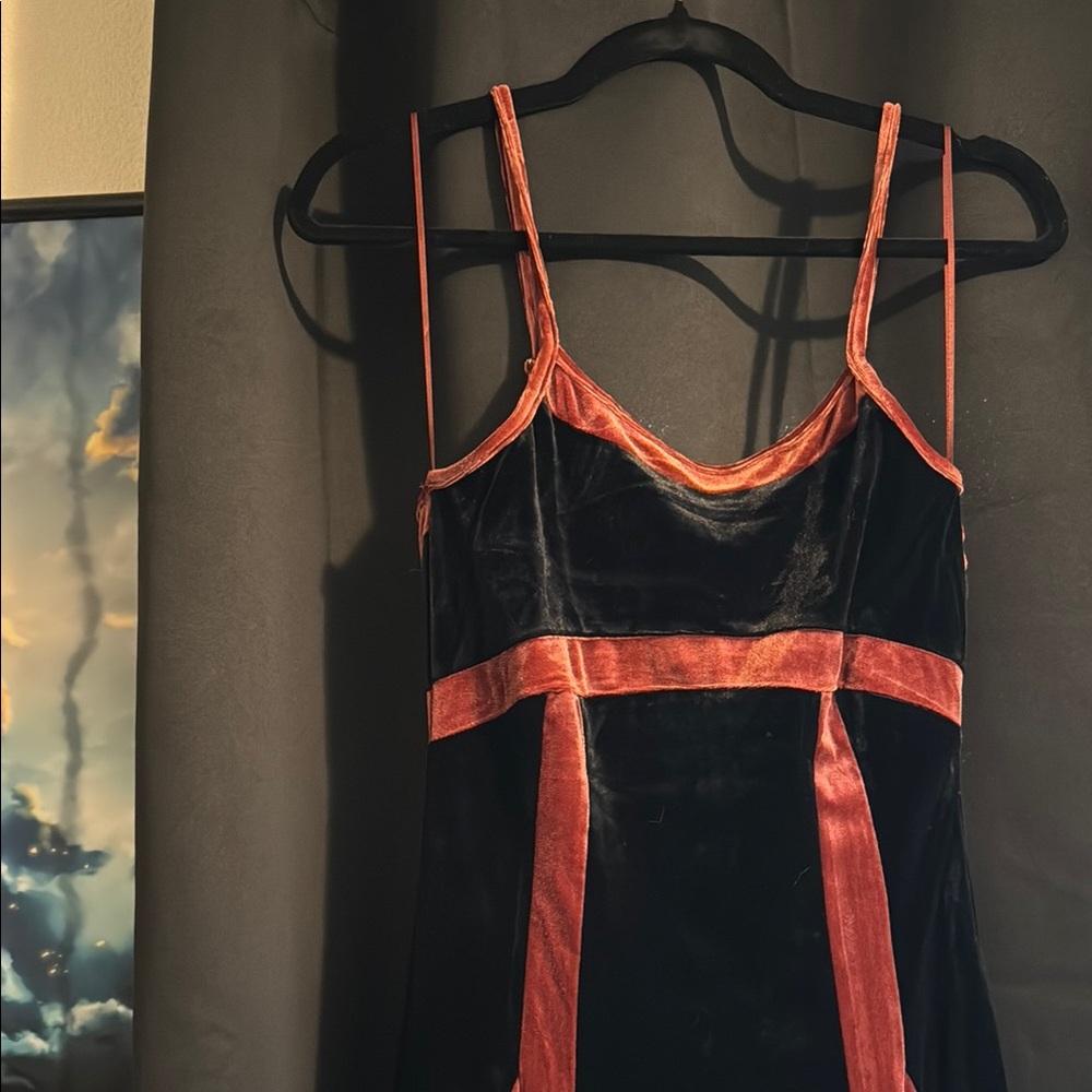 Pretty Damage Black and Rust Velvet Dress